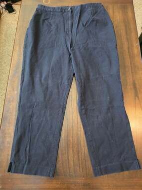 August Max Woman Stretch Navy Blue Cotton Blend Casual Elastic Waist Pants